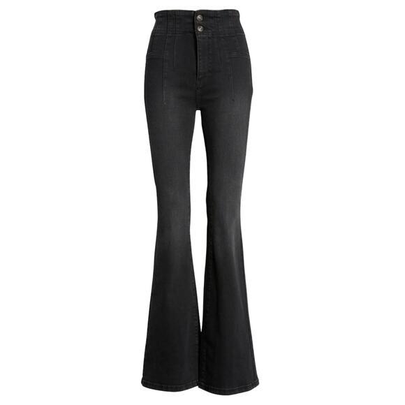 Free People Denim - Free People We The Free Jayde Flare Jeans Black Onyx Denim Bell Bottom Size 25
